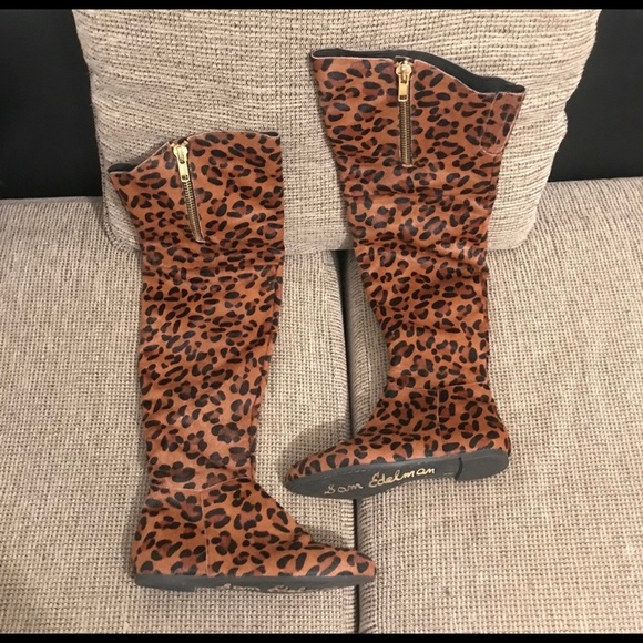 Sam Edelman James  knee high leopard print boots - Picture 2 of 7